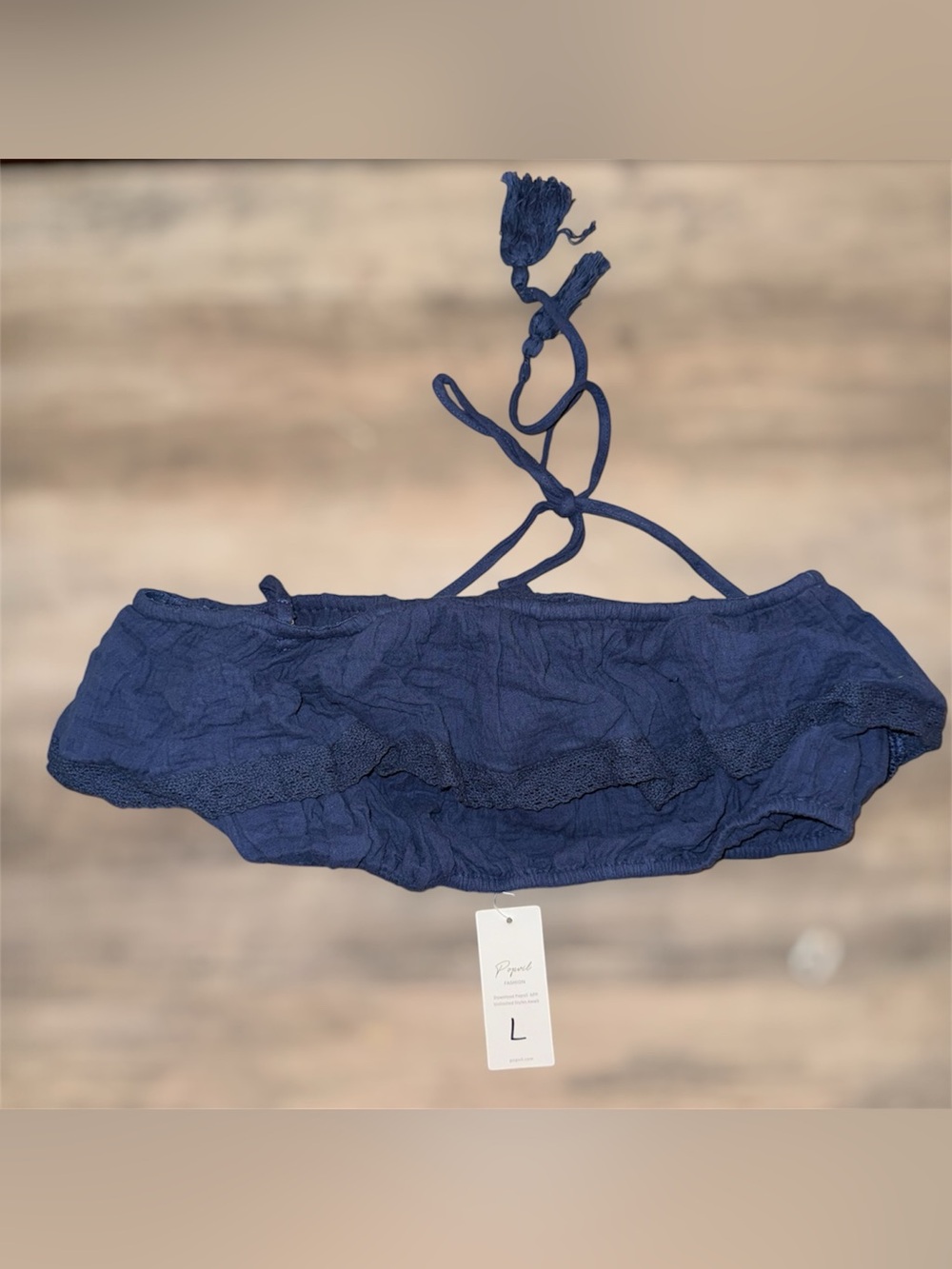 Ragged Navy Blue neck tie Tunic Top